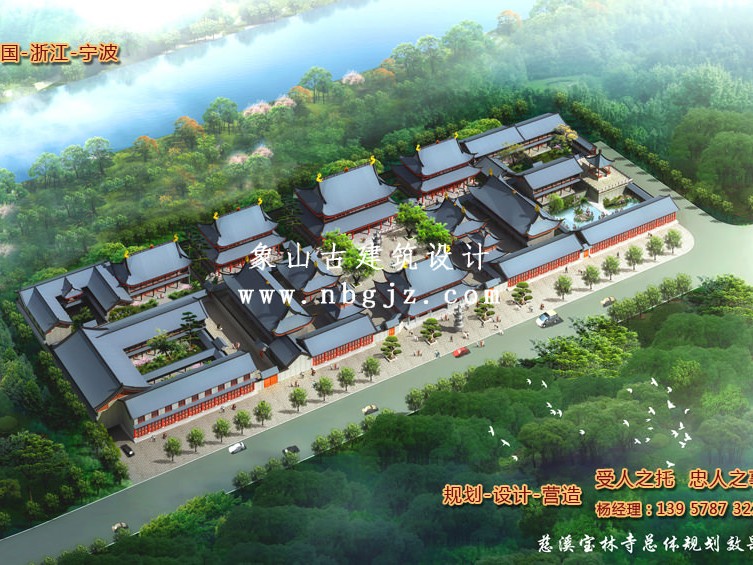 浙江慈溪宝林禅寺总体建筑效果图设计