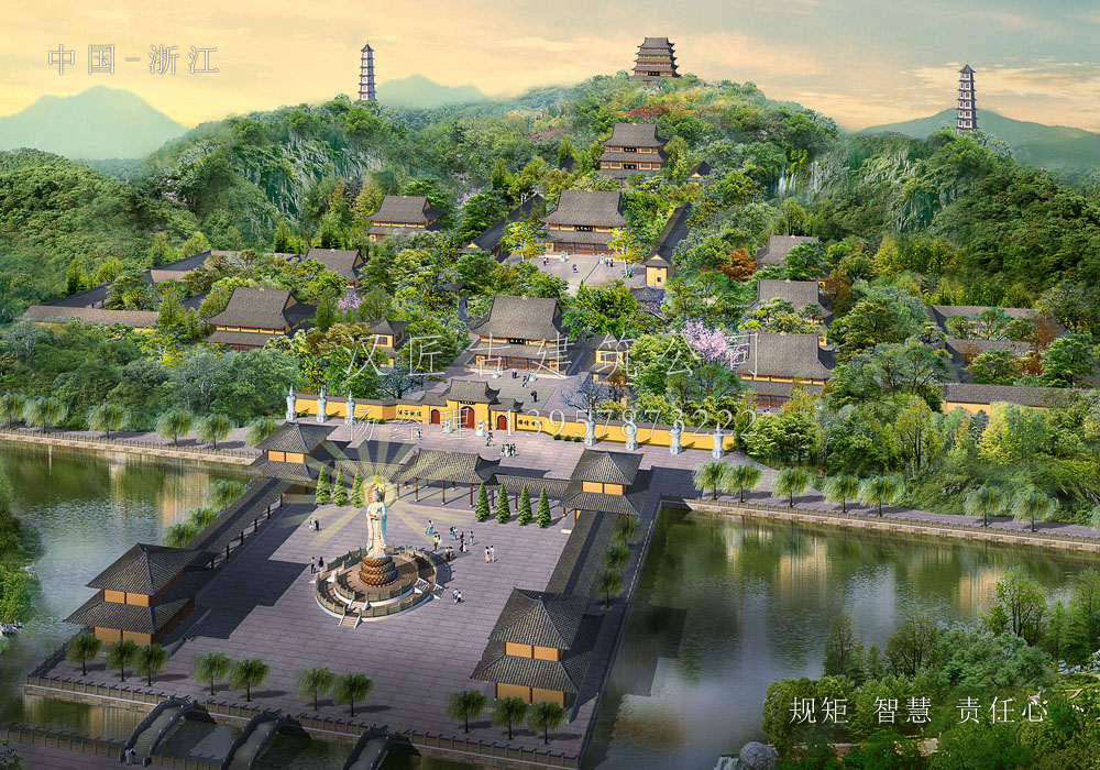 玉泉讲寺总体寺院建筑规划布局图  第1张