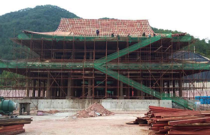 天台山寺院古建筑施工现场  第1张