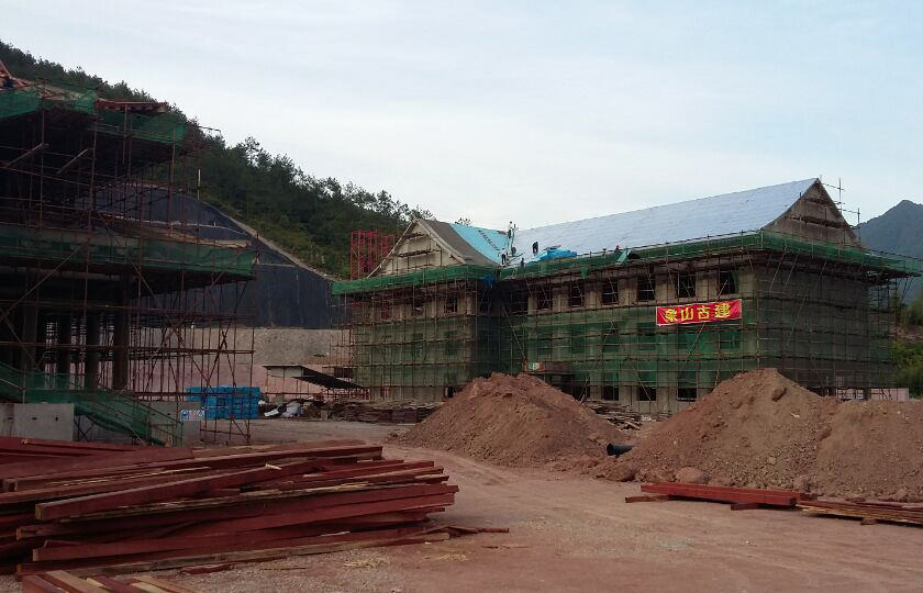 天台山寺院古建筑施工现场  第3张
